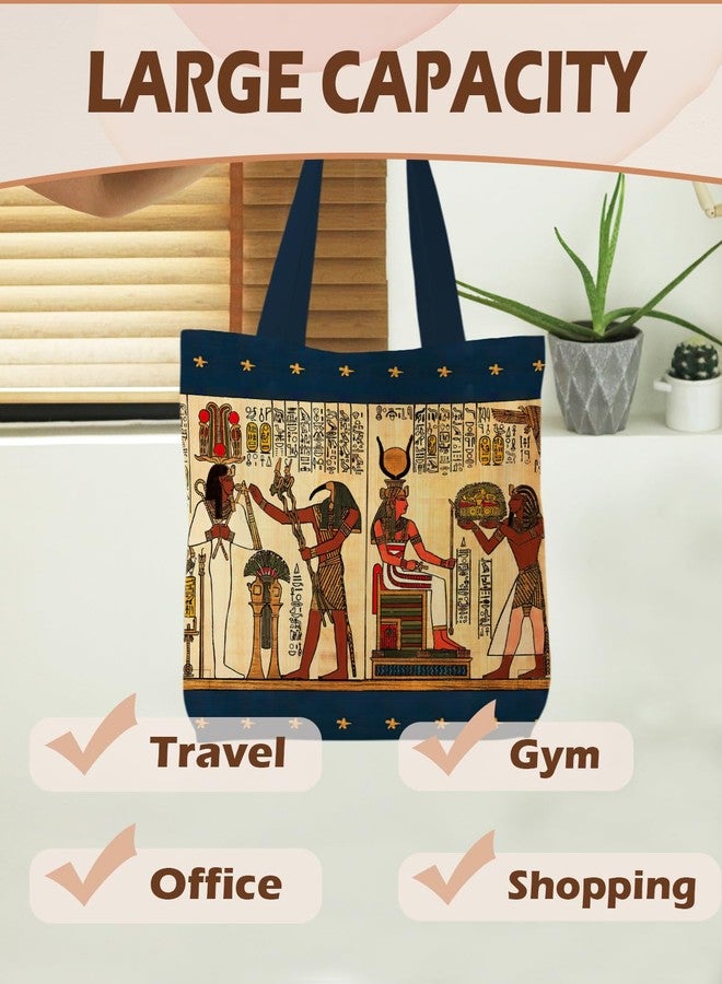 Supwhd Ancient Egypt Tote Bag Aesthetic, Vintage Canvas Tote Bags for Women, Reusable Grocery Bags Shopping Bags, Egyptian Mythology Gifts, Ancient Egypt Gifts for Women - Image 2